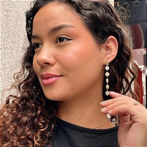 Brinco Cascata Pérola Organica Steel