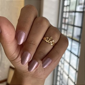 Anel ABC Manuscrito Regulável Folheado a Ouro 18K