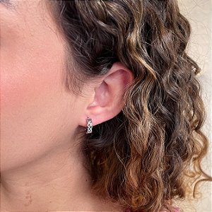 Brinco Argola Fio Trançado Corrente G Steel