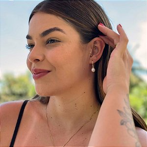 Brinco Argola Pérola G Folheado a ouro 18K