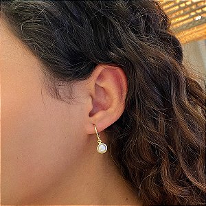 Brinco Argola Pérola M Folheado a ouro 18K