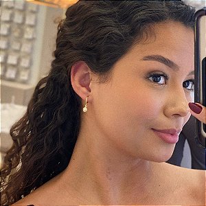 Brinco Argola Pérola P Folheado a ouro 18K