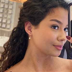 Brinco Argola Pérola P Folheado a ouro 18K