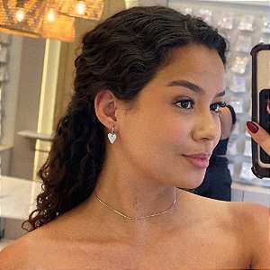 Brinco Argola Pingente Coração Desenhado Chapa Lisa Steel