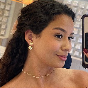 Brinco Coração Chapa Duplo Folheado a ouro 18K