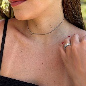 Colar Choker Rabo de Rato Liso Steel