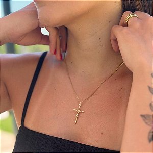 Pingente Cruz com Cristo Folheado a ouro 18K