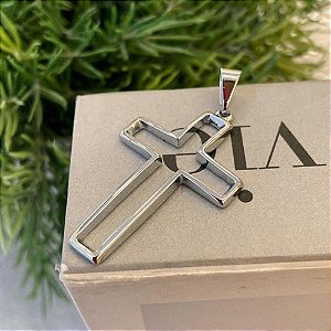 Pingente Cruz Quadrada Vazada Steel