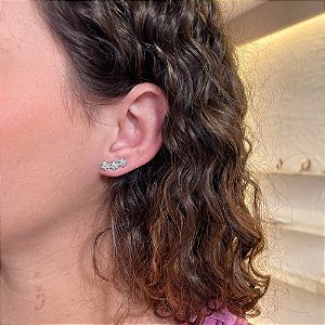 Brinco Earcuff 3 Flores Steel