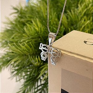 Pingente Duas Meninas Vazados Steel