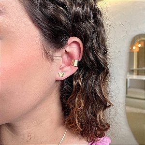 Brinco Borboleta Lisa 3D Folheado a ouro 18K