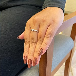 Anel Meia Aliança Cravejada Com Coração Pavê Steel