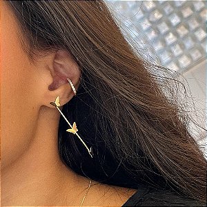 Brinco de Cascata Borboletas Lisas Folheado a ouro 18K