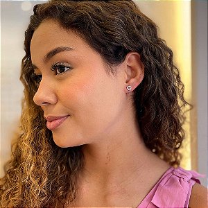 Brinco de Coração Vazado Cravejado Steel