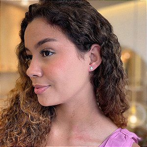 Brinco de Gota Pavê Cravejada Cristal Pequena Steel