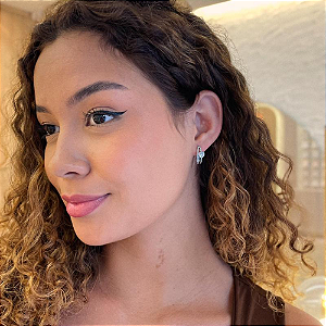 Brinco Earjacket Fio Liso e Fio Cravejado com Coração Cristal Steel