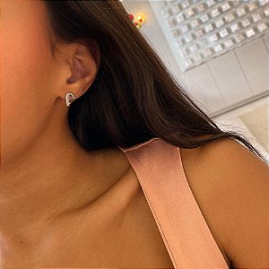 Brinco Oval Fios Lisos e Fios Cravejados Ondulados Steel