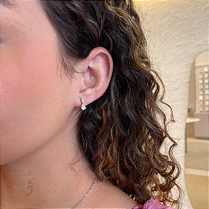 Brinco de Gota Cristal com Pendente Cravejado Steel