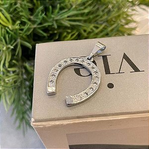 Pingente Ferradura Cravejada Steel