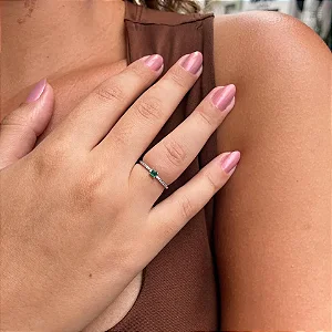 Anel Aparador e Solitário Verde Steel