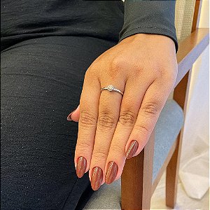 Anel Flor com Borda Cravejada Cristal e Zirconia Rosa Pequena Central Steel