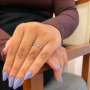 Anel Corrente Elo Liso e Elo Cravejado Alternado Steel