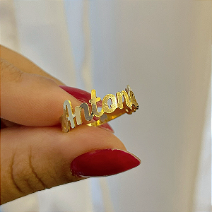 Anel Personalizado Nome Folheado a ouro 18K