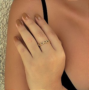 Anel Aparador Corações Lisos e Cravejados Folheado a Ouro 18k