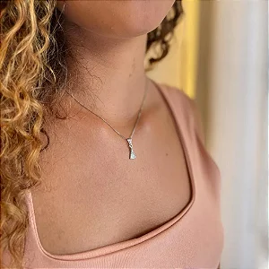 Colar Nossa Senhora Zircônias Cristal Steel