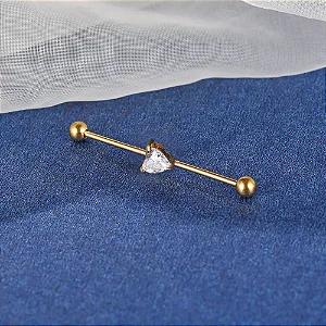 Piercing 40mm Bastão Coração Zircônia