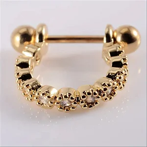 Piercing 2 em 1 Meia Argola Zircônias Redonads