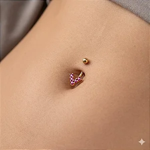 Piercing Bananinha 10mm Coração Rosa