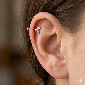 Piercing Coração 2 Navetes Base Reta