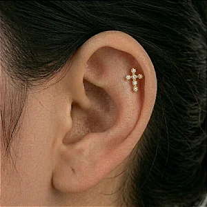 Piercing Cruz Cravejada Zircônias Redondinhas