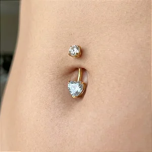Piercing de Umbigo Coração Zircônia e Fecho Zircônia G