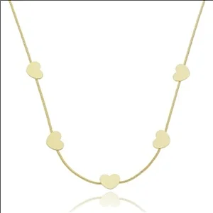 Colar Choker Rabo de Rato 5 Coração Liso