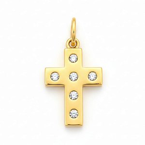 Pingente Cruz Abaulada Zirconias