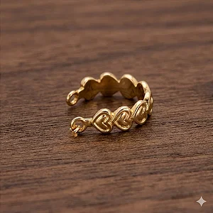 Piercing 2 em 1 Meia Argola Aro Corações Lisos
