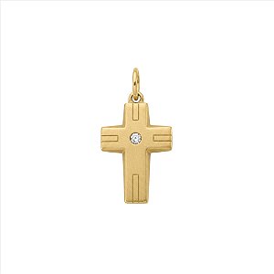Pingente Cruz Abaulada Zirconia Centro