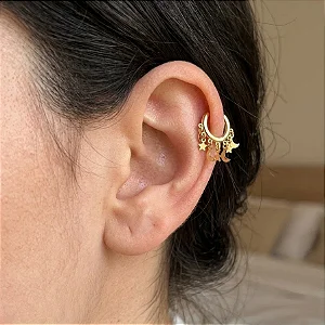 Piercing Argola Pingentes Lua e Estrela