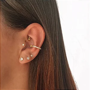 Piercing Meia Argola Helix Cravejado Micro Zircônia