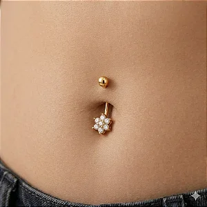 Piercing Bananinha Flor Cravejada