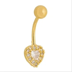 Piercing Bananinha Coração Cravejado