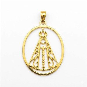Pingente Oval Nossa Senhora Vazada
