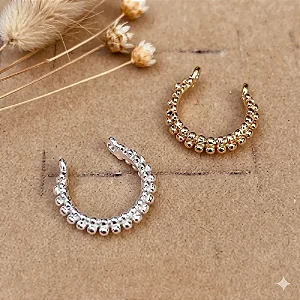 Piercing 2 em 1 Meia Argola Aro Bolinhas P