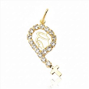 Pingente Terço Borda Cravejada Maria Vazada