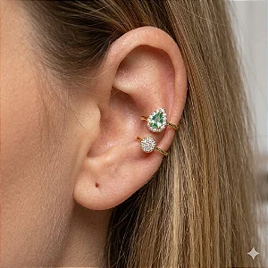 PIERCING FAKE DUPLO GOTA VERDE PAVE