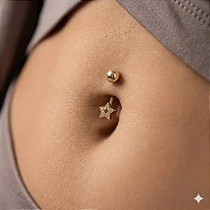 Piercing Umbigo Estrela Cravejada