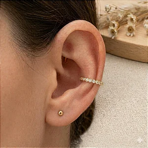 Piercing de Torção Meia Argola Cravejada Zircônias Redondas 12mm