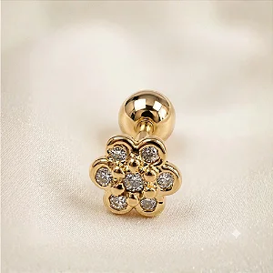 Piercing Reto Flor Pélatas Redondas